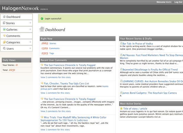 Halogen Network admin - Screenshot 1