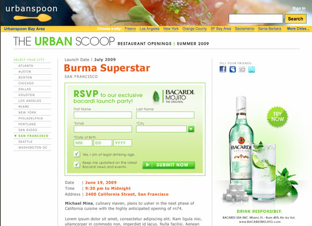 Bacardi & Urbanscoop microsite - Screenshot 3