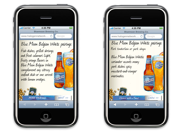 Bluemoon Beer Pairings mobile site - Screenshot 1