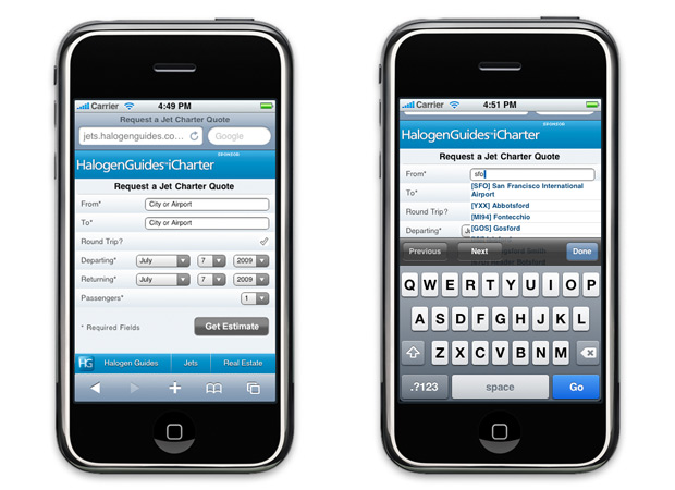 Halogen Guides Jets iCharter App - Screenshot 2