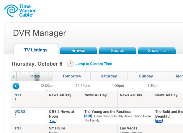 Time Warner Cable, MyServices - Screenshot 1
