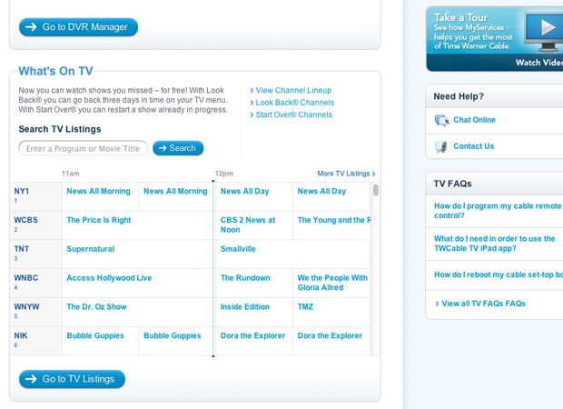 Time Warner Cable, MyServices - Screenshot 2