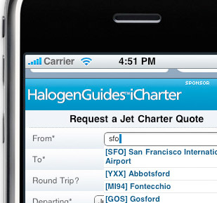 Halogen Guides Jets iCharter App